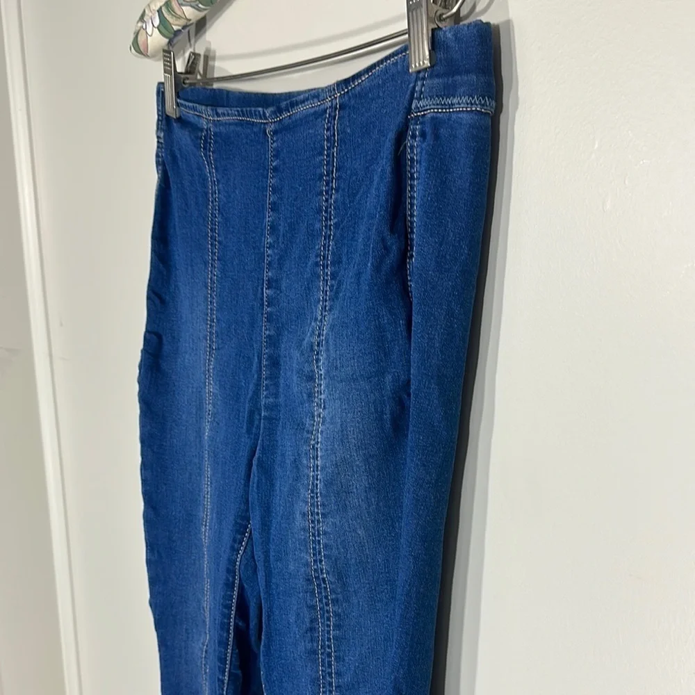 Free People Blue Ankle Cropped Jeans Legging Jeggings Size W26 RIbbed - Picture 3 of 7